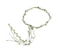 Healvian Couronne de Fleurs de Mariée Blanche en Corde de Chanvre Souple avec Rubans Bohèmes Bandeau Floral Décoratif pour Photos de Maternité et Fêtes Printanières - Accessoire Cheveux