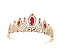 Healvian Couronne De Mariée Couvre-chefs De Mariée Accessoires De Cheveux De Mariée Diadème De Diamant Coiffes En Strass Couronne De Mariage Approvisionnement à Cheveux Cristal Rouge