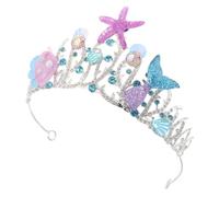 Healvian Couronne de Sirène Alliage avec Étoile de Mer Diadème Brillant pour Mariage Anniversaire et Fête Cosplay