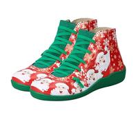 Healvian Courtes de pour Femme Chaussures Décontractées Dautomne Hiver Respirantes et Antidérapantes Style Festif avec Motif Santa Claus pour Fêtes et Usage Quotidien