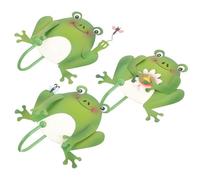 Healvian Crochets Muraux Crochets Décoratifs Multifonctions Lot de 3 Forme Grenouille Verte pour Rangement Clés et Serviettes, pour Décoration Intérieure