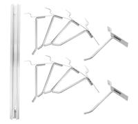 Healvian Crochets pour Étagères Suspendues en Aluminium Argenté 30 CM Lot de 10 set de Crochets Métalliques Argentés 6 MM X 10 CM pour Panneaux Perforés Accessoires de Rangement Muraux