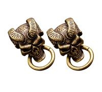 Healvian Décorations Crâne en Laiton Bague, 2 Pièces Accessoires de Bricolage pour Artisanat du Cuir, Ornements pour Paquet et Chaussures, Fournitures DIY Créatives pour Bijoux et Valises