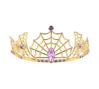 Healvian Diadème de sorcière et araignée : couronne gothique en strass et toile d'araignée - Coiffe de princesse vintage en métal pour les fêtes masquées d'Halloween et de vampire