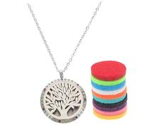 Healvian Diffuseur Huiles Essentielles Pendentif Arbre Acier Inoxydable avec Coussinets Feutre Réutilisables Collier Élégant et Pratique Parfum Intérieur et Décoration Couleur Aléatoire