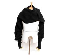 Healvian Écharpe Noire Tricotée avec Manches Longues Unisexe Châle Cape Automne Hiver Douce et Extensible
