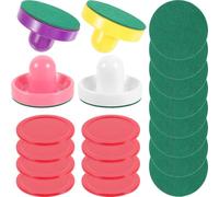 Healvian Ensemble Accessoires de Hockey sur Table 96mm Poussoirs Multicolores 8 Patins en Feutre 8 Palets Rouges 64mm, Équipement de Jeu D'arcade pour Salle de Loisirs et Fête