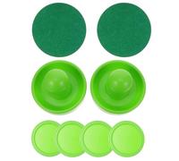 Healvian Ensemble de 2 Poussoirs et 4 Palets de Hockey sur Air en Abs 76 Mm, Accessoires de Remplacement Verts pour Table de Hockey Air, Matériel Sportif pour Jeu en Salle