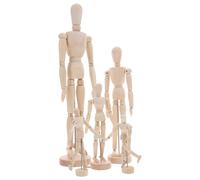 Healvian Ensemble de 5 Mannequins Articulés en Bois avec Support Modèle de Corps Humain pour Dessin de Nu Figurines Artistiques Flexibles en Bois Naturel Tailles Variées pour Croquis et