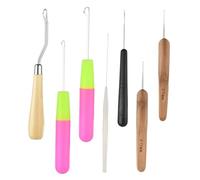 Healvian Ensemble de 7 Crochets pour Perruques en Plastique et Métal, Aiguilles à Crochet Ergonomiques pour Tresses et Extensions de Cheveux, Outils Résistants la Décoloration
