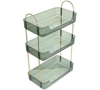 Healvian Étagère de Salle de Bain Support de Rangement Multifonctionnel en Acier Inoxydable Vert à Trois Niveaux Design Simple et Grand Espace pour Cosmétiques et Soins