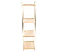 Healvian Étagère Murale sans Percer Dorée en Fer et Bois Multi-Niveaux pour Rangement et Décoration Murale Salon ou Chambre