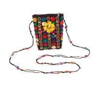 Healvian Ethnic Coconut Shell Crossbody Bag Handmade Boho Beaded Mini Purse With Long Strap For Travel Shopping Daily Use