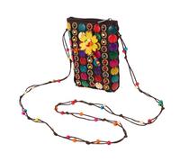 Healvian Ethnic Coconut Shell Sling Bag Handmade Beaded Crossbody Purse With Long Strap Lightweight Boho Style For Travel Daily Use
