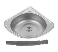 Healvian Évier pour Camping-Car en Acier Inoxydable Lavabo Mural Triangulaire Ultra-Compact Évier Cuisine Cuve Bassin D’Éventail Multifonction pour Lavage Légumes et Vaisselle