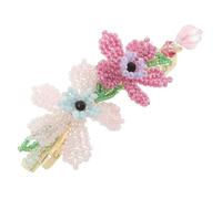 Healvian Flower Hair Clips For Women Handmade Beaded Floral Spring Barrette Secure Cute Hair Claw For Ponytails And Updos