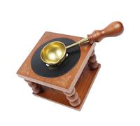 Healvian Four à Cire Portable Vintage en Hêtre avec Cuillère en Laiton Antidérapante - Chauffe-Cire pour Fusion Rapide Four à Sceaux de Cire pour Loisirs Créatifs et Bricolage - Coffret