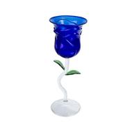 Healvian Gobelet à Vin de Fleur de Rose Bleu en Verre, Solide et Confortable, pour Cocktails Élégants et Fêtes Restaurant