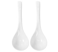 Healvian Grandes Cuillères à Soupe Résistantes aux Rayures Set de 2 en Céramique Blanche et Épais, Faciles à Nettoyer Maison Hôtels