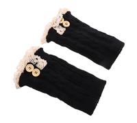 Healvian Guêtres Maille à Dentelle pour Femme Manchons Courts Dautomne Hiver Accessoire Chaud et Élégant Lot de Gris Foncé