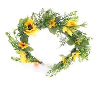Healvian guirlande de tournesol costume d'halloween costume hallowen diadème pour les femmes élastiques à cheveux en ruban couronne de cheveux de tournesol ornement de cheveux de mariage