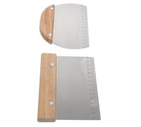 Healvian Hachoir à Pâte en Acier Inoxydable et Bois 2 Pièces Échelle Coupe Pâte Arc et Carré pour Découper et Croûtes Cuisine