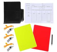 Healvian Kit Arbitre Football Complet 1 Carte Rouge et Jaune 1 Pochette Noire 3 Sifflets D’Arbitre Robustes 1 Crayon 1 Feuille de Score Accessoire Arbitre Match pour Football et Basket