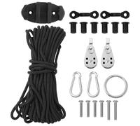 Healvian Kit Chariot D’Ancrage pour Kayak et Canoë Poulie Nylon Amovible Taquet à Œillet Corde en Nylon Résistante Installation Côté Gauche ou Droit Accessoires pour Pêche et Sports