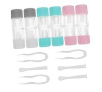 Healvian Kit de 3 Étuis à Lentilles de Contact Portables avec Applicateur en Silicone, Couleurs Gris, Bleu Lac et Rose, Petit Format pour Voyage, Outil de Retrait et Rangement