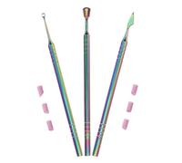 Healvian Kit Manucure Professionnel Repousse-cuticules en Métal Double Embout Couleur Titane avec 6 Pierres à Polir et Étui Pvc, Outil Soin des Ongles pour Salon et Usage Domestique