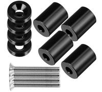 Healvian Kit Rehausseur de Capot Moteur 6 MM en Alliage d'Aluminium Noir 4 Entretoises de Ventilation Vis et Rondelles Pièces de Rechange pour Amélioration Aérodynamique
