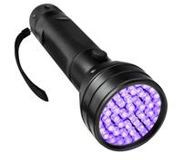 Healvian Lampe Torche UV Leds Noir Étanche Anti-dérapante Compacte avec Lanière pour Détection Fluorescente Inspection Monnaie Camping et Urine Animaux