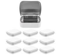 Healvian Lot de 10 Boîtes à Biscuits en Métal Portable 60x47x15mm avec Charnière Finition Blanche Brillante, Mini Boîtes de Rangement Multifonction pour Bijoux, Nail Art et Voyages