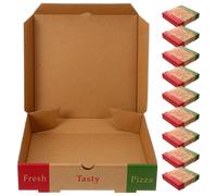 Healvian Lot de 10 Boîtes à Pizza Pliables en Papier 185X185X4 CM pour Pizzas 7 Pouces Boîtes de Rangement à Emporter Emballage Pratique pour Restauration et Livraison