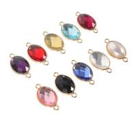 Healvian Lot de 10 Connecteurs Ovales en Métal Pendentifs Chat Œil Multicolores pour Création Bijoux DIY Bracelets et Colliers Artisanaux
