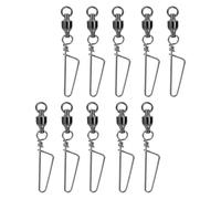 Healvian Lot de 10 Émerillons à Agrafe 4 en Acier Inoxydable Résistant la Corrosion, Pivot à Roulement à Billes pour Pêche en Eau Salée, Accessoires de Pêche Rapides et Solide