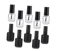 Healvian Lot de 10 Flacons Vides pour Gel et Vernis à Ongles 15ml Verre Transparent et Noir Mat Pinceau pour Utilisation Professionnelle Beauté des Ongles et Mélange Personnalisé