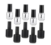 Healvian Lot de 10 Flacons Vides pour Vernis à Ongles 15ml en Verre Transparent et Noir Mat, Étanches, Pinceau, pour Manucure Professionnelle et Usage Domestique