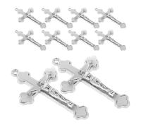 Healvian Lot de 10 Pendentifs Croix Jésus Miniatures Blancs Accessoires pour Création Bijoux Religieux Breloques Crucifix Artisanales pour Bracelets Colliers et Boucles D’Oreilles