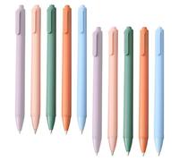 Healvian Lot de 10 Stylos à Bille Gel Noirs Rétractables, Mécanisme à Bouton-poussoir, Couleurs Pastel Assorties, pour Fournitures Scolaires et Bureau, Écriture Fluide et Couleur Aléatoire