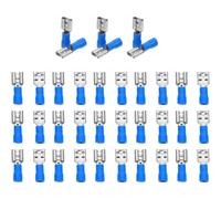 Healvian Lot de 100 Cosses à Fourche Semi-Isolées en Cuivre Étamé Connecteurs à Sertir Rapides PVC Bornes de Fils Électriques pour Câblage Industriel Température 75-105°C Usage