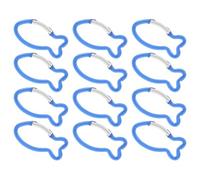 Healvian Lot de 12 Mousquetons en Alliage d'Aluminium de Poisson Clips de Verrouillage d'escalade Bleus Équipement de Survie en Plein Air Boucles de Randonnée Polyvalentes pour Paquet à