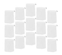 Healvian Lot de 15 Paquet à Savonnette en Filet Mousseur Blanc Cordon de Serrage et Fermoir en Fer, Pochettes Exfoliantes Réutilisables, Bain et Voyage, Filet de Savonnette pour Peau Douce