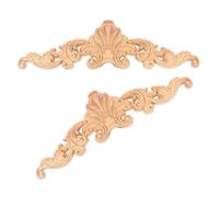 Healvian Lot de 2 Appliques en Bois Sculpté 20 X 6 Cm Non Peintes pour Meubles Décoratifs, Incrustations Décoratives Européennes Vintage, Ornements Sculptés pour Portes, Armoires