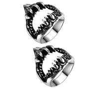 Healvian Lot De 2 Bagues En Forme De Requin Pour Homme Style Punk Bijoux Pour Homme Style Requin Tendance Décoratives Créatives En Acier Titane