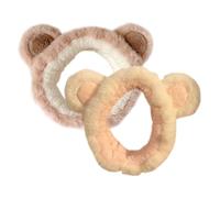 Healvian Lot de 2 Bandeaux Élastiques pour Cheveux Cosmétiques en Peluche de Petite Taille, Serrage-tête pour Femmes, Bandeaux Maquillage pour Soins Peau, Couleur Kaki et Rose Pâle, Usage