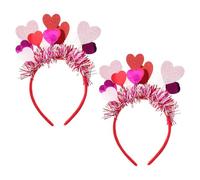 Healvian Lot de 2 bandeaux pour la Saint-Valentin : serre-tête à paillettes en forme de cœur pour la Saint-Valentin - Accessoire de tête à paillettes en forme de cœur pour femmes et filles