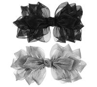 Healvian Lot de 2 barrettes à cheveux avec nœud pour mariée : accessoires pour cheveux de mariage pour femme - Barrette à nœud en organza pour concours de beauté, mariage, anniversaire, fête