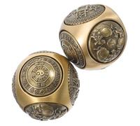 Healvian Lot de 2 Boules de Baoding en 36 Mm à Six Facettes Gravées, D’exercice pour Mains et Doigts, Appareil de Renforcement Manuel Décoratif, Soulagement du Stress et Bien-