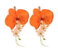 Healvian Lot de 2 Boutonnières de Fleurs Artificielles Orange Décoration Mariage Solide Accessoire Élégant pour Marié et Garçons D’Honneur Épingle Solide pour Cérémonie et Photo de